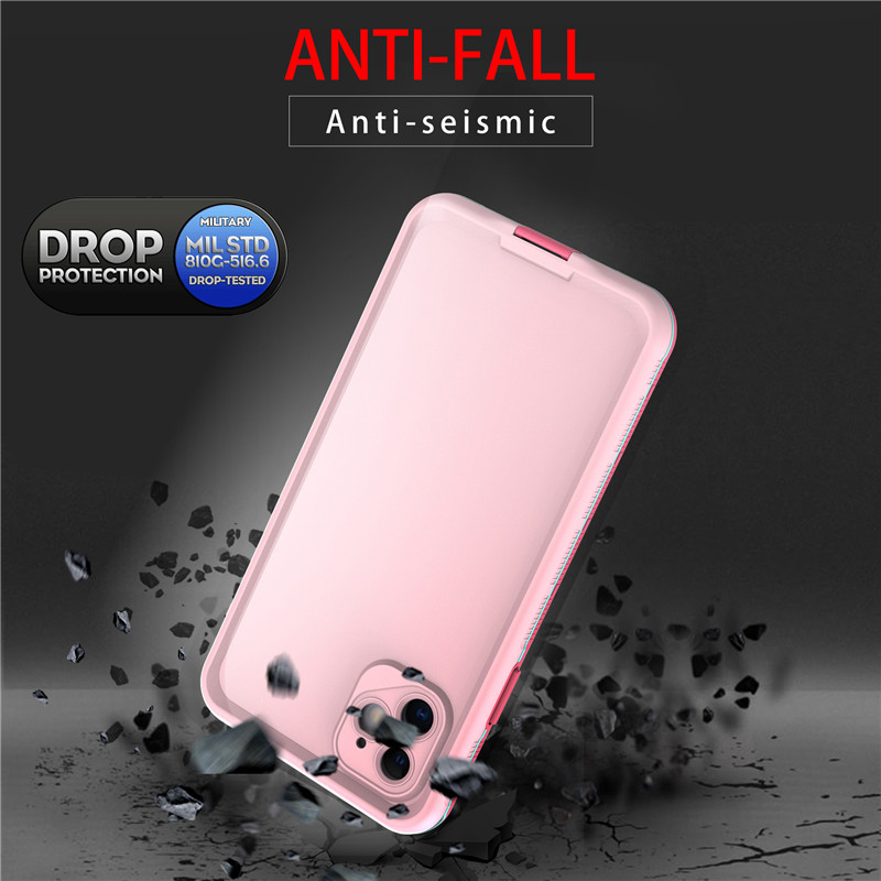 υδατοανθεκτική θήκη κινητού κινητού κινητού, υδατοανθεκτική θήκη iphone, η καλύτερη αδιάβροχη θήκη για το iphone 11 ((ροζ) με συμπαγές χρώμα πίσω κάλυμμα