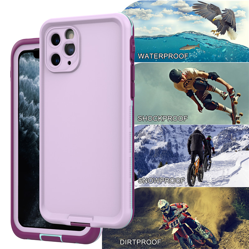Iphone 11 pro περίπτωση ανθεκτικό στην παραλία τηλέφωνο υπόθεση iphone pro αδιάβροχη περίπτωση (πορφυρό) με στερεό χρώμα πίσω κάλυμμα