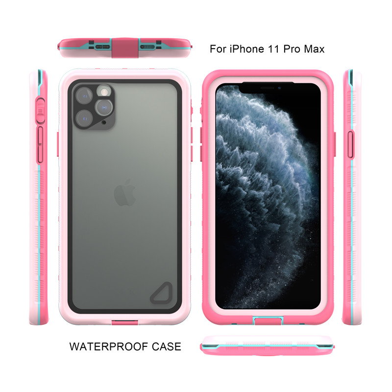 Αδιάβροχη θήκη για επαγγελματική χρήση σε σκόνη iphone 11 pro max case αδιάβροχη θήκη κινητού τηλεφώνου (ροζ) με διαφανές πίσω κάλυμμα