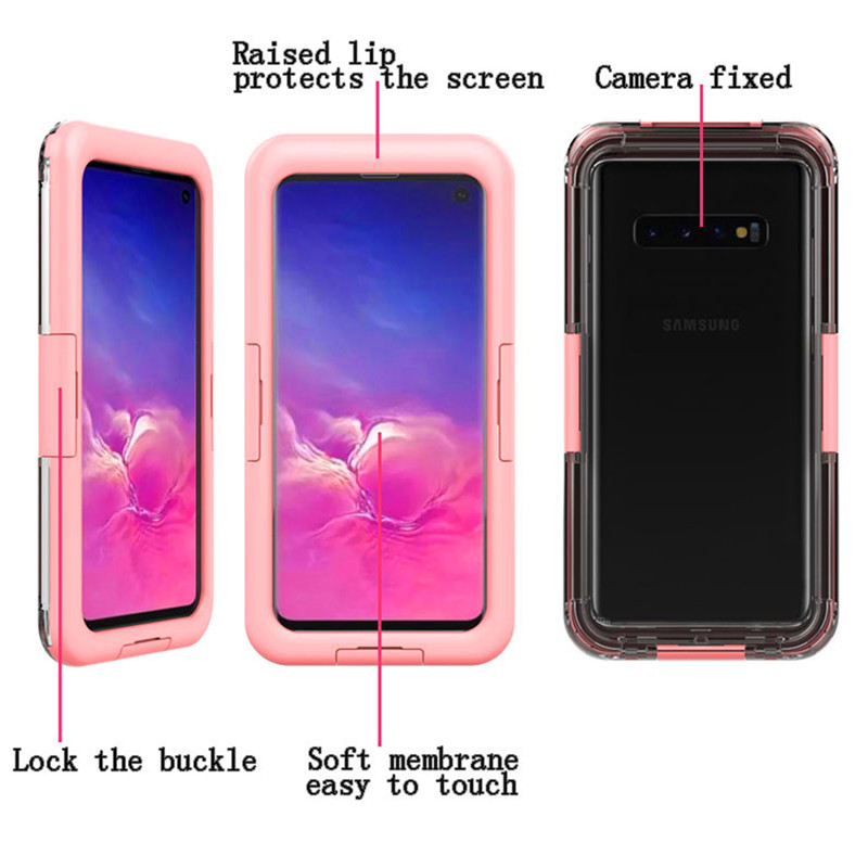 Νέα φτηνή αδιάβροχη θήκη για Samsung S10 (ροζ)