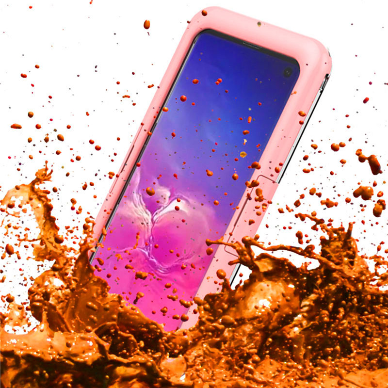 Νέα φτηνή αδιάβροχη θήκη για Samsung S10 (ροζ)
