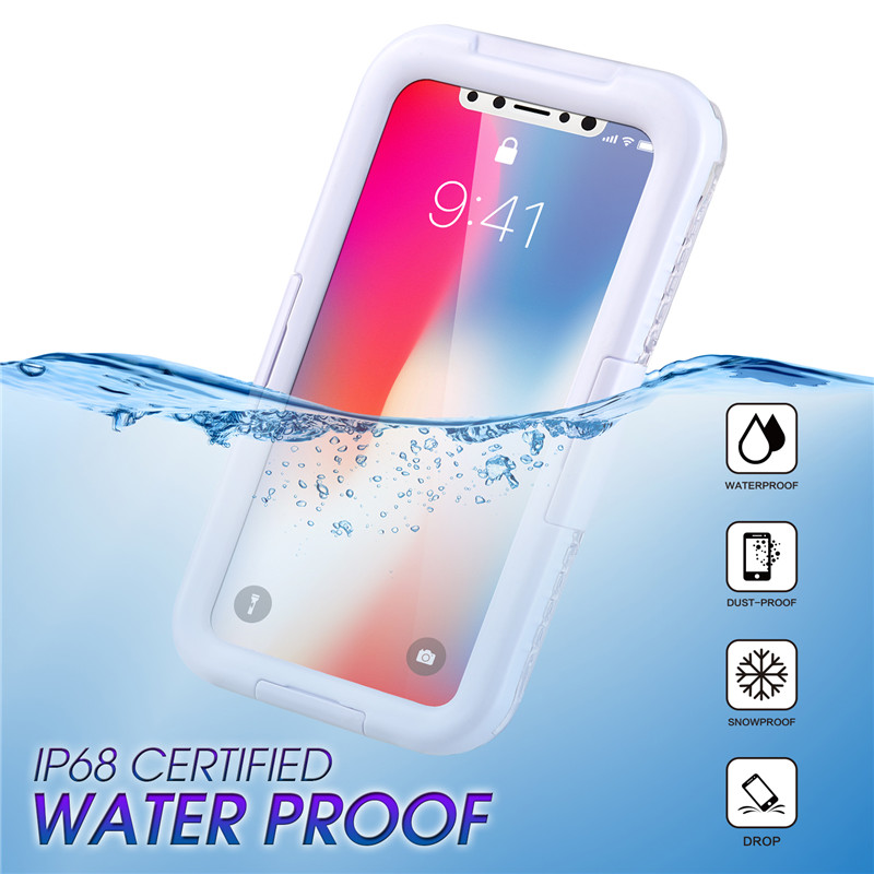 Νερό και κρουστικό iphone περίπτωση αδιάβροχη περίπτωση κοντά μου υποβρύχιο περίπτωση φωτογραφική μηχανή τηλέφωνο για iphone XS (λευκό)